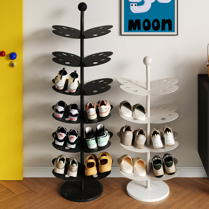 Modernes Art-déco-Schuhregal aus Karbonstahl mit Marmoroptik und Schmetterlingsdesign, platzsparend, 4/6 Ebenen für Eingangsbereich und Flur 