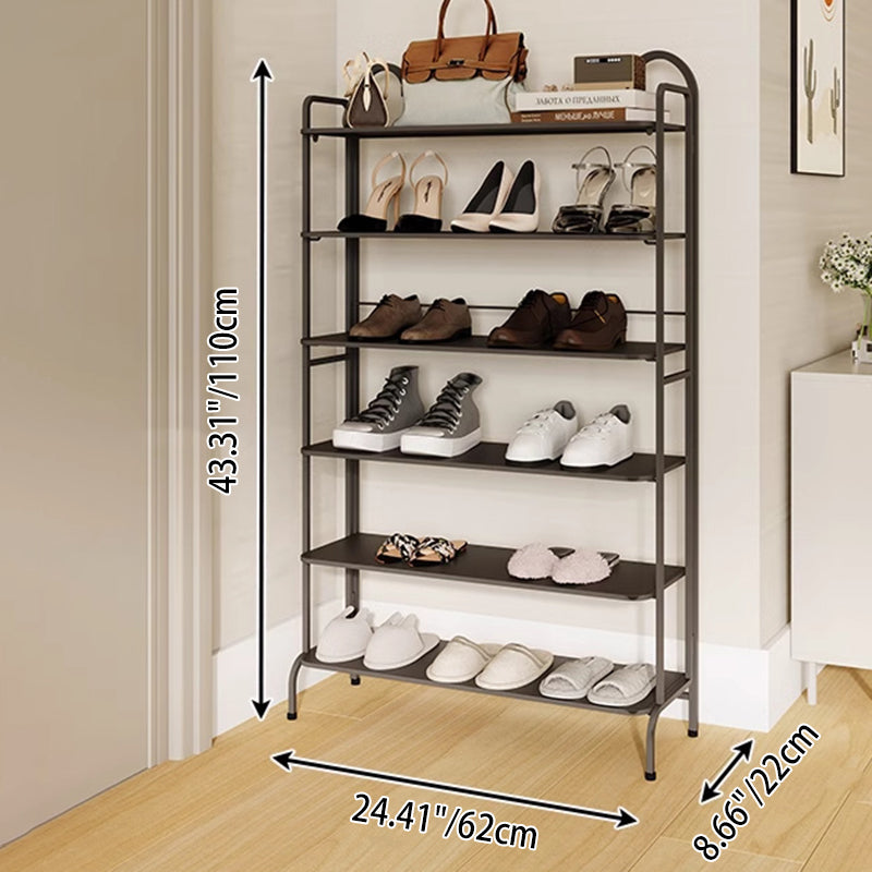 Étagère de rangement à chaussures rectangulaire en fer au style industriel contemporain avec oreilles de chat, 4/6 niveaux, pour entrée et couloir 