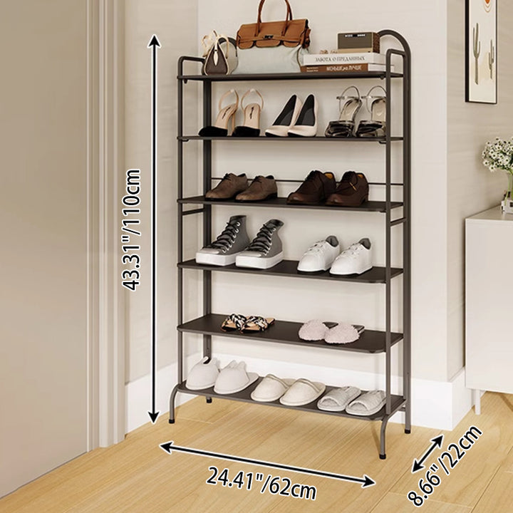 Étagère de rangement à chaussures rectangulaire en fer au style industriel contemporain avec oreilles de chat, 4/6 niveaux, pour entrée et couloir 