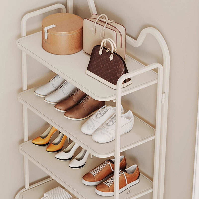 Étagère de rangement à chaussures rectangulaire en fer au style industriel contemporain avec oreilles de chat, 4/6 niveaux, pour entrée et couloir 
