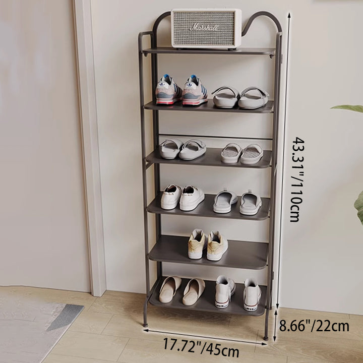 Étagère de rangement à chaussures rectangulaire en fer au style industriel contemporain avec oreilles de chat, 4/6 niveaux, pour entrée et couloir 