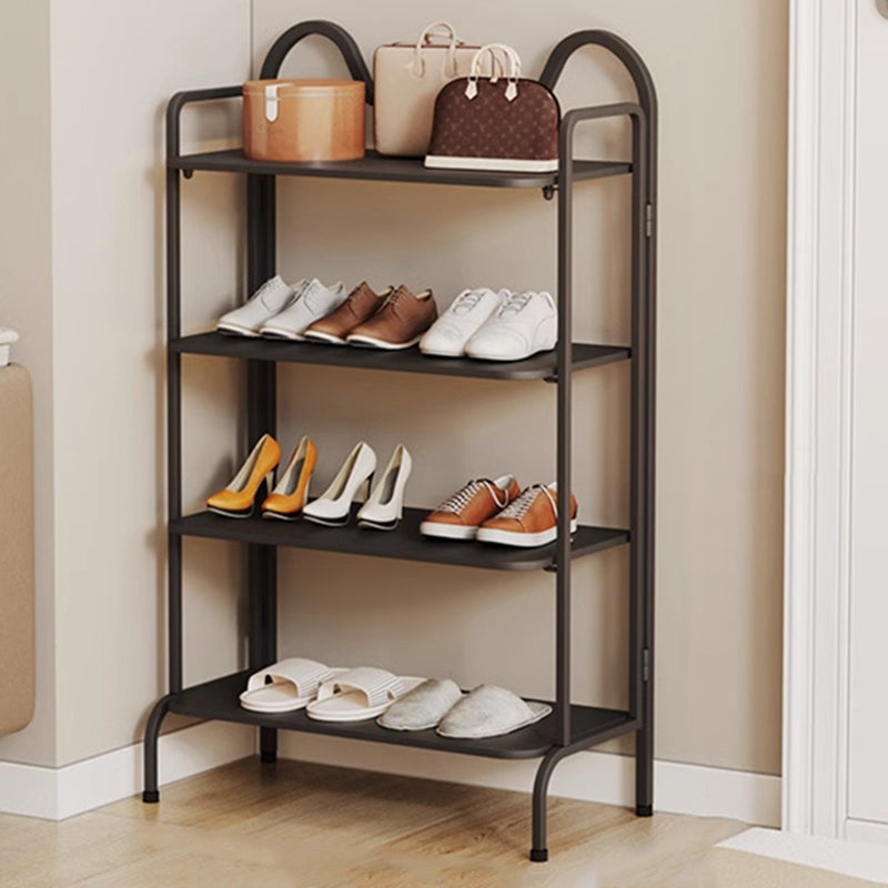 Étagère de rangement à chaussures rectangulaire en fer au style industriel contemporain avec oreilles de chat, 4/6 niveaux, pour entrée et couloir 