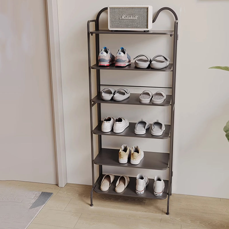 Étagère de rangement à chaussures rectangulaire en fer au style industriel contemporain avec oreilles de chat, 4/6 niveaux, pour entrée et couloir 