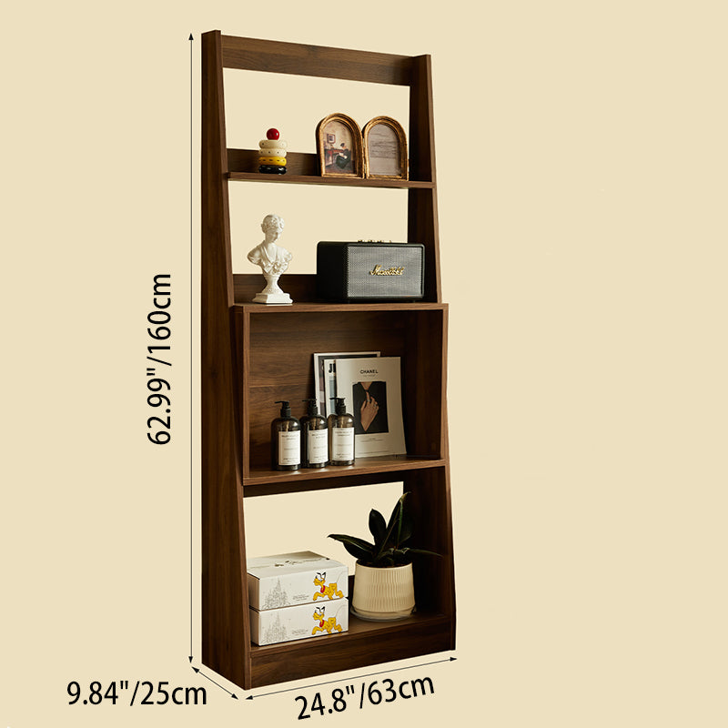 Contemporary Retro Plywood Triangular Floor-Standing Display Rack 4-Tier For Living Room