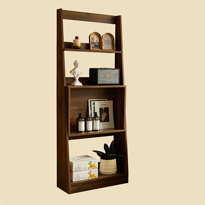 Contemporary Retro Plywood Triangular Floor-Standing Display Rack 4-Tier For Living Room