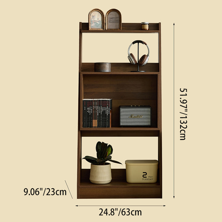 Contemporary Retro Plywood Triangular Floor-Standing Display Rack 4-Tier For Living Room