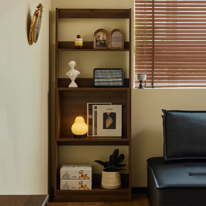 Contemporary Retro Plywood Triangular Floor-Standing Display Rack 4-Tier For Living Room