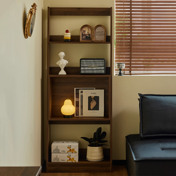 Contemporary Retro Plywood Triangular Floor-Standing Display Rack 4-Tier For Living Room