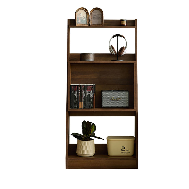 Contemporary Retro Plywood Triangular Floor-Standing Display Rack 4-Tier For Living Room