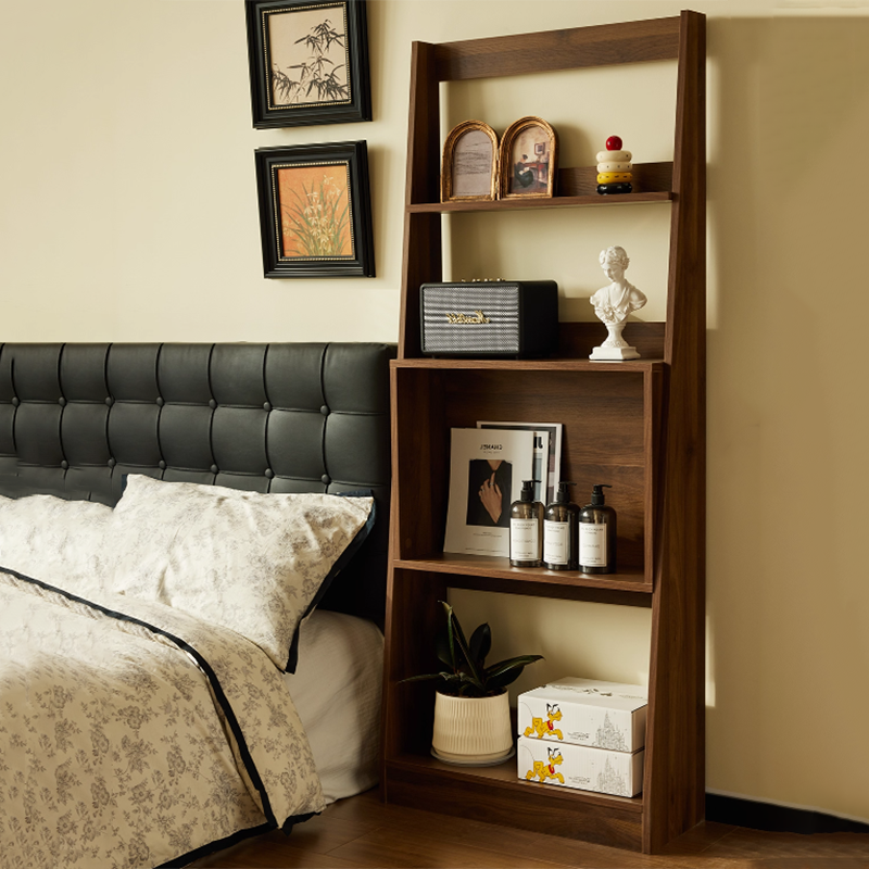 Contemporary Retro Plywood Triangular Floor-Standing Display Rack 4-Tier For Living Room