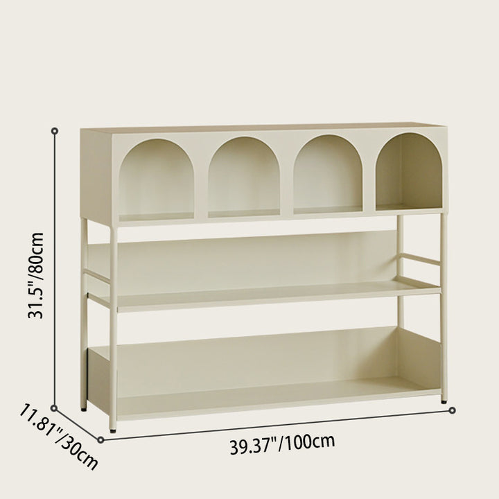 Étagère de rangement et de présentation rectangulaire moderne minimaliste en acier au carbone à grande capacité, 4 niveaux, pour salon 