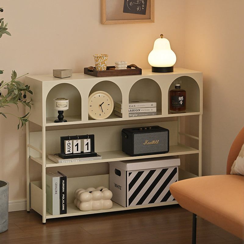 Étagère de rangement et de présentation rectangulaire moderne minimaliste en acier au carbone à grande capacité, 4 niveaux, pour salon 