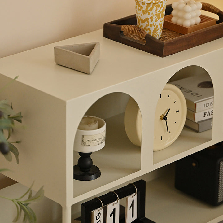 Étagère de rangement et de présentation rectangulaire moderne minimaliste en acier au carbone à grande capacité, 4 niveaux, pour salon 