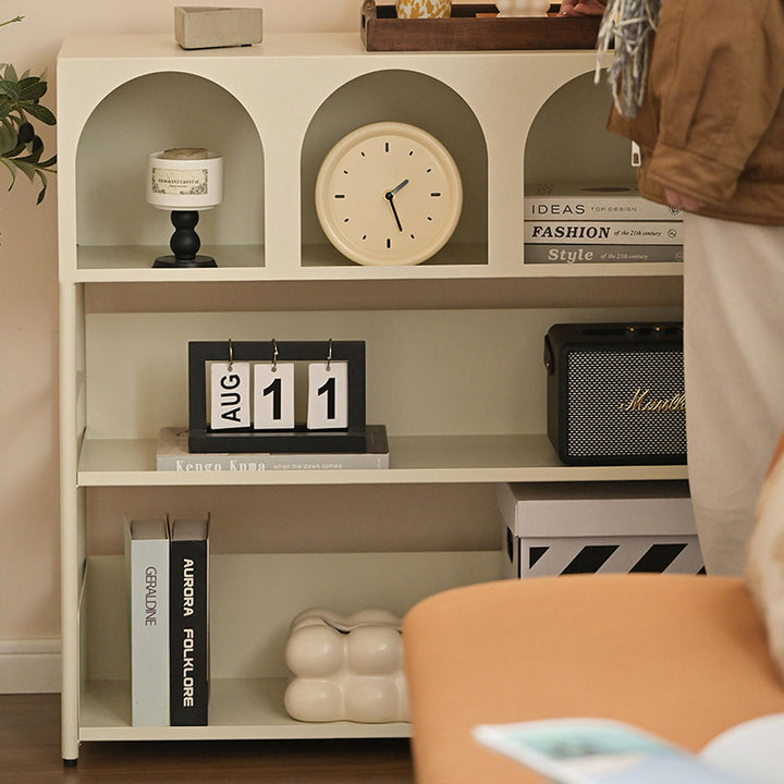 Étagère de rangement et de présentation rectangulaire moderne minimaliste en acier au carbone à grande capacité, 4 niveaux, pour salon 
