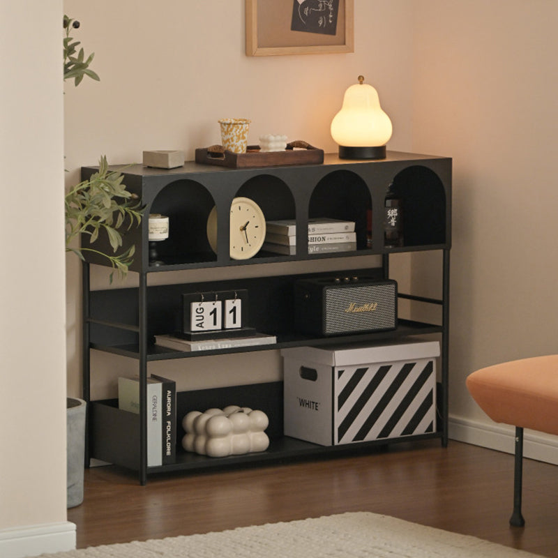 Étagère de rangement et de présentation rectangulaire moderne minimaliste en acier au carbone à grande capacité, 4 niveaux, pour salon 