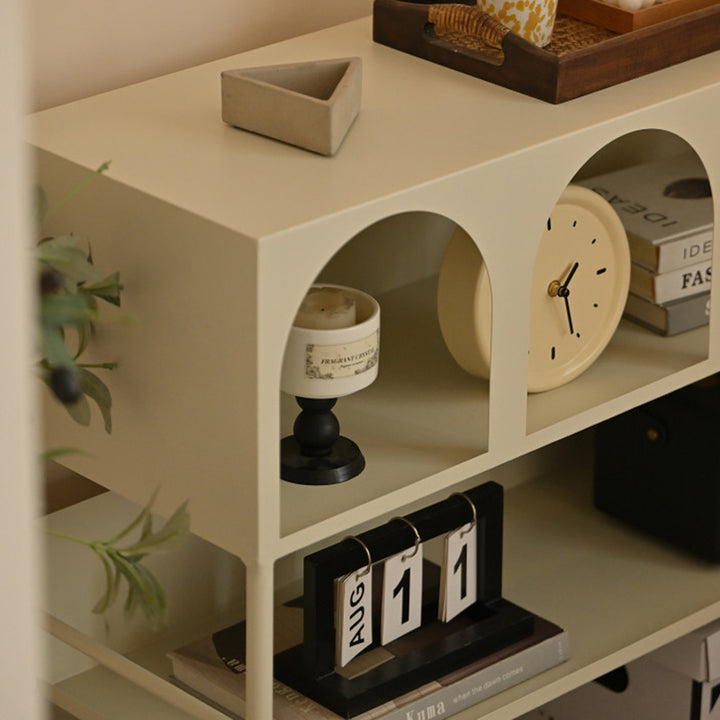 Étagère de rangement et de présentation rectangulaire moderne minimaliste en acier au carbone à grande capacité, 4 niveaux, pour salon 