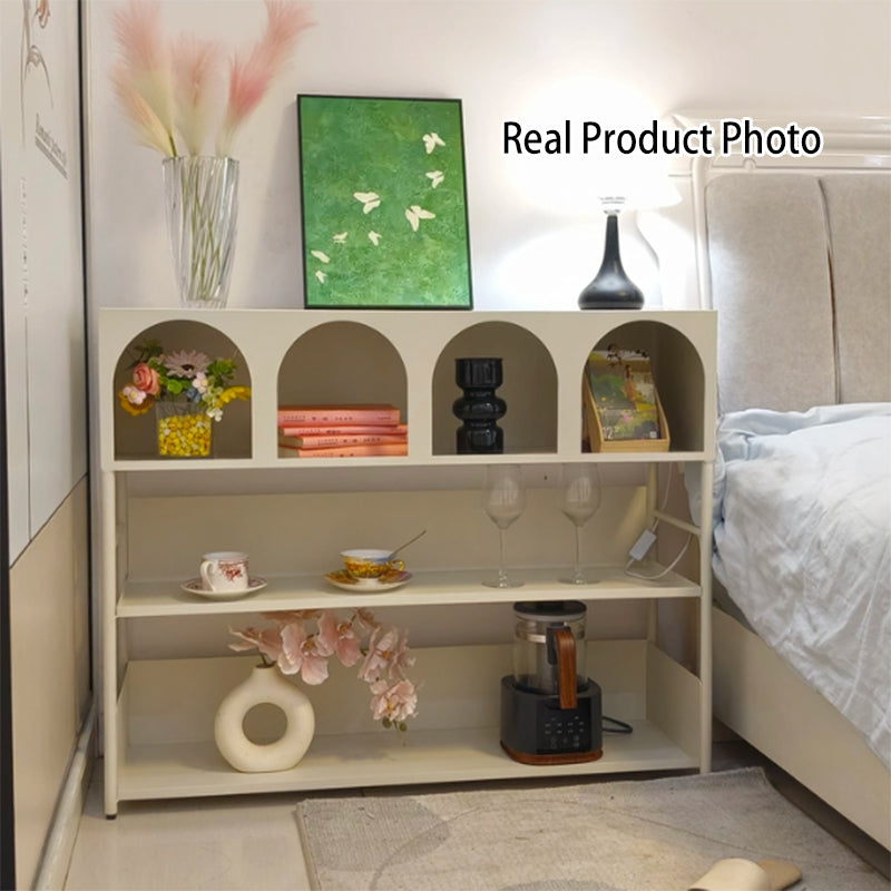 Étagère de rangement et de présentation rectangulaire moderne minimaliste en acier au carbone à grande capacité, 4 niveaux, pour salon 
