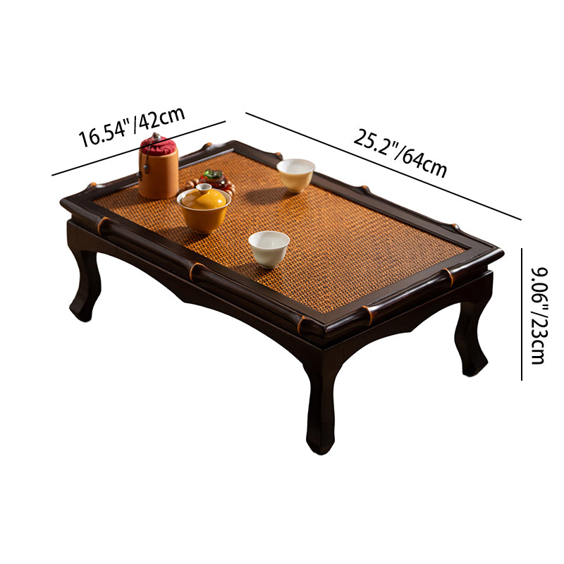 Traditionelle chinesische rechteckige handgewebte Bambus-Webmatte als Kaffeetisch, 1-stufig, für das Wohnzimmer 