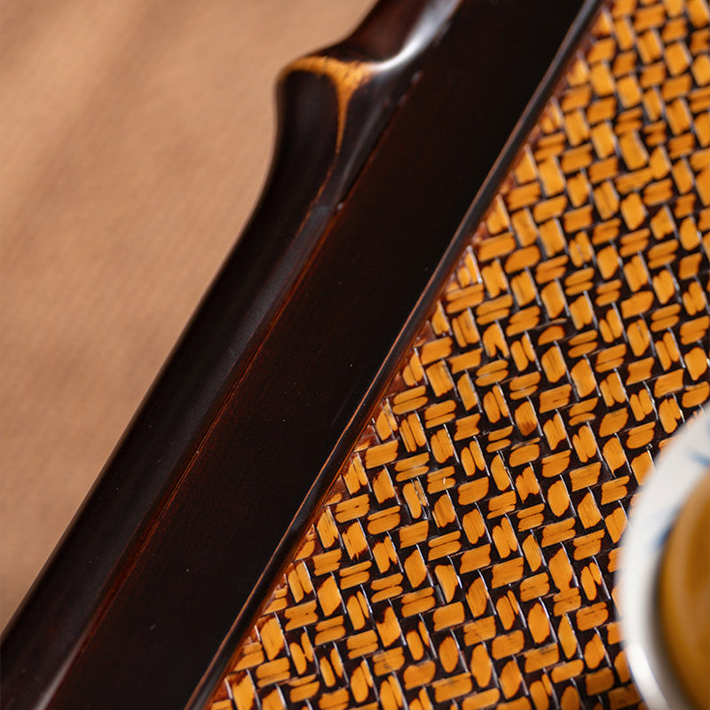 Traditionelle chinesische rechteckige handgewebte Bambus-Webmatte als Kaffeetisch, 1-stufig, für das Wohnzimmer 