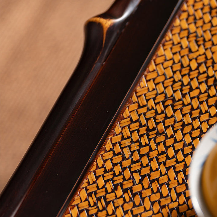 Traditionelle chinesische rechteckige handgewebte Bambus-Webmatte als Kaffeetisch, 1-stufig, für das Wohnzimmer 
