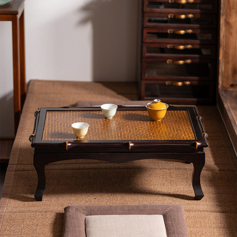 Traditionelle chinesische rechteckige handgewebte Bambus-Webmatte als Kaffeetisch, 1-stufig, für das Wohnzimmer 