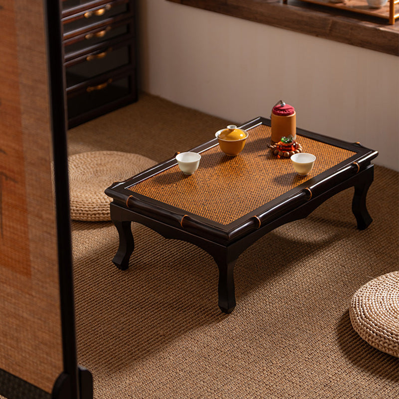 Traditionelle chinesische rechteckige handgewebte Bambus-Webmatte als Kaffeetisch, 1-stufig, für das Wohnzimmer 