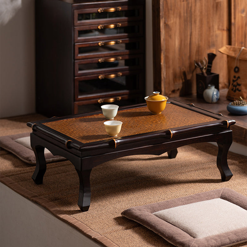 Traditionelle chinesische rechteckige handgewebte Bambus-Webmatte als Kaffeetisch, 1-stufig, für das Wohnzimmer 