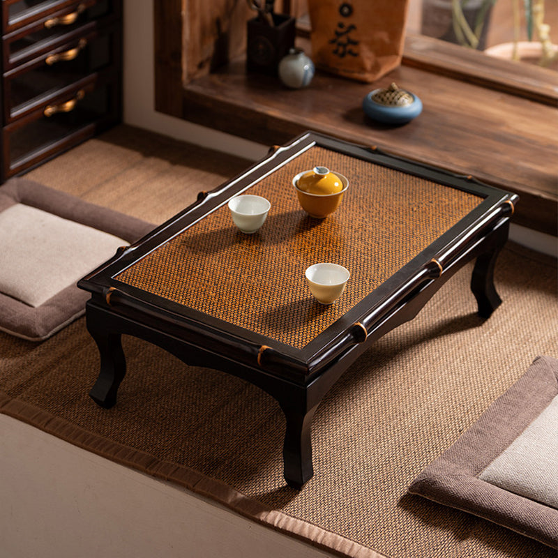 Traditionelle chinesische rechteckige handgewebte Bambus-Webmatte als Kaffeetisch, 1-stufig, für das Wohnzimmer 