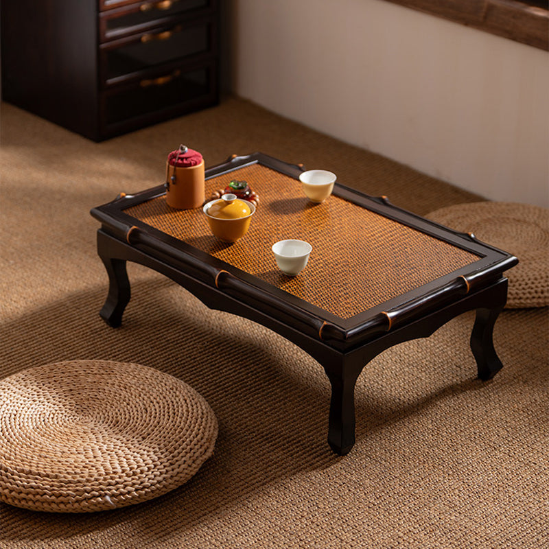 Traditionelle chinesische rechteckige handgewebte Bambus-Webmatte als Kaffeetisch, 1-stufig, für das Wohnzimmer 