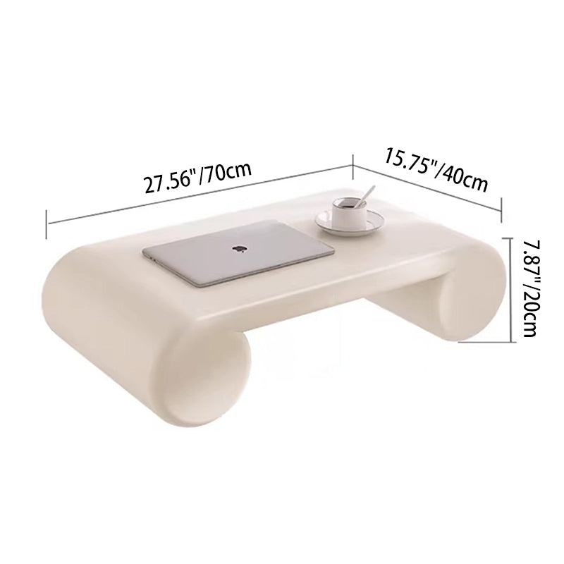 Contemporary Nordic Baked Paint Finish MDF Egg Roll Shaped Low Coffee Table 1-Tier For Living Room
