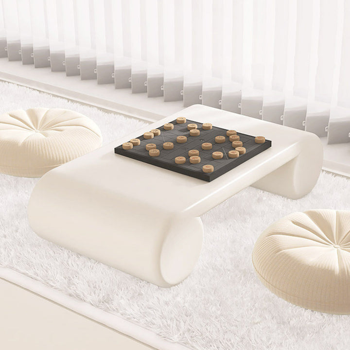 Contemporary Nordic Baked Paint Finish MDF Egg Roll Shaped Low Coffee Table 1-Tier For Living Room