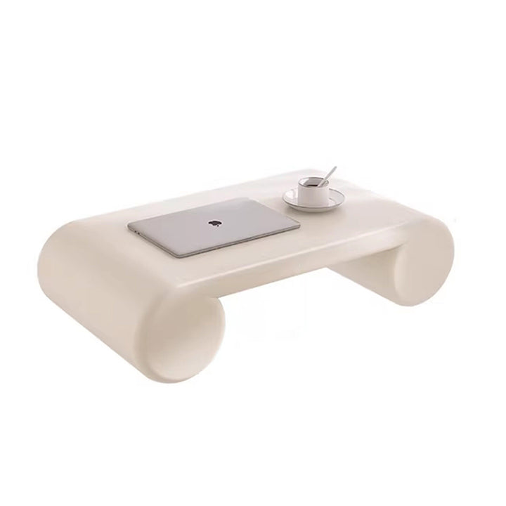 Contemporary Nordic Baked Paint Finish MDF Egg Roll Shaped Low Coffee Table 1-Tier For Living Room