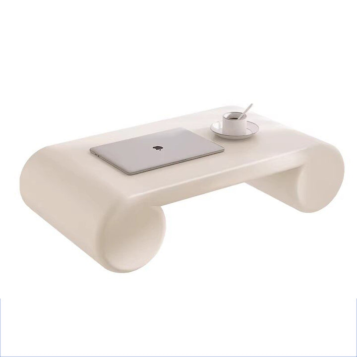 Contemporary Nordic Baked Paint Finish MDF Egg Roll Shaped Low Coffee Table 1-Tier For Living Room