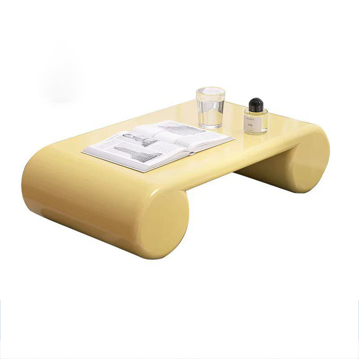 Contemporary Nordic Baked Paint Finish MDF Egg Roll Shaped Low Coffee Table 1-Tier For Living Room