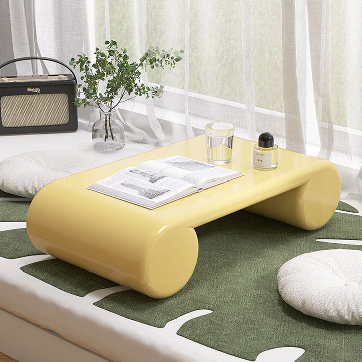 Contemporary Nordic Baked Paint Finish MDF Egg Roll Shaped Low Coffee Table 1-Tier For Living Room