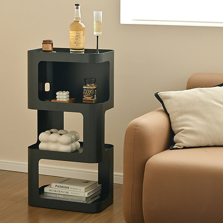 Zeitgenössisches industrielles, hohles, rechteckiges, freistehendes Bodenregal aus Eisen mit 4 Ebenen für das Wohnzimmer 