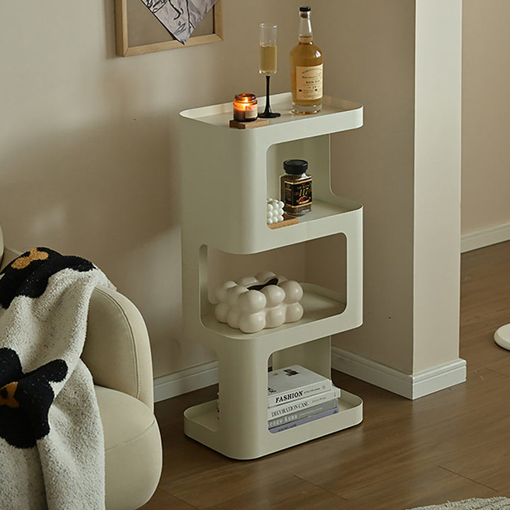 Zeitgenössisches industrielles, hohles, rechteckiges, freistehendes Bodenregal aus Eisen mit 4 Ebenen für das Wohnzimmer 