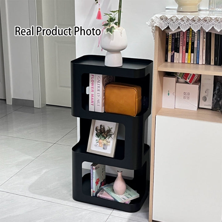 Zeitgenössisches industrielles, hohles, rechteckiges, freistehendes Bodenregal aus Eisen mit 4 Ebenen für das Wohnzimmer 