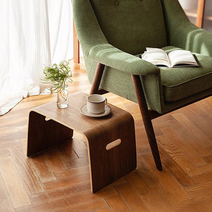Traditional Japanese Bent Birch Plywood Wood Veneer Arc Coffee Table 1-Tier For Living Room & Bedroom