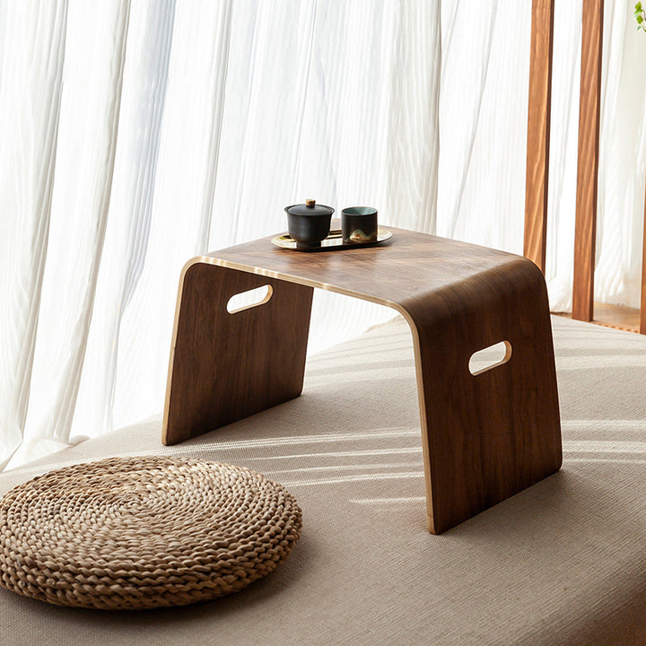 Traditional Japanese Bent Birch Plywood Wood Veneer Arc Coffee Table 1-Tier For Living Room & Bedroom