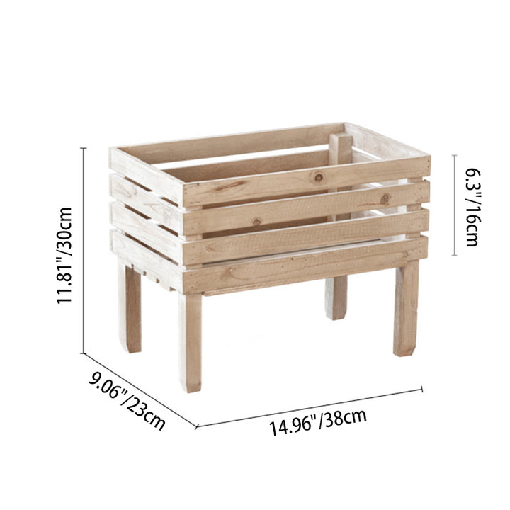 Traditional Rustic Pine Wood Rectangular Indoor Flower Storage Shelf 1/2/3-Tier For Balcony &amp; Living Room