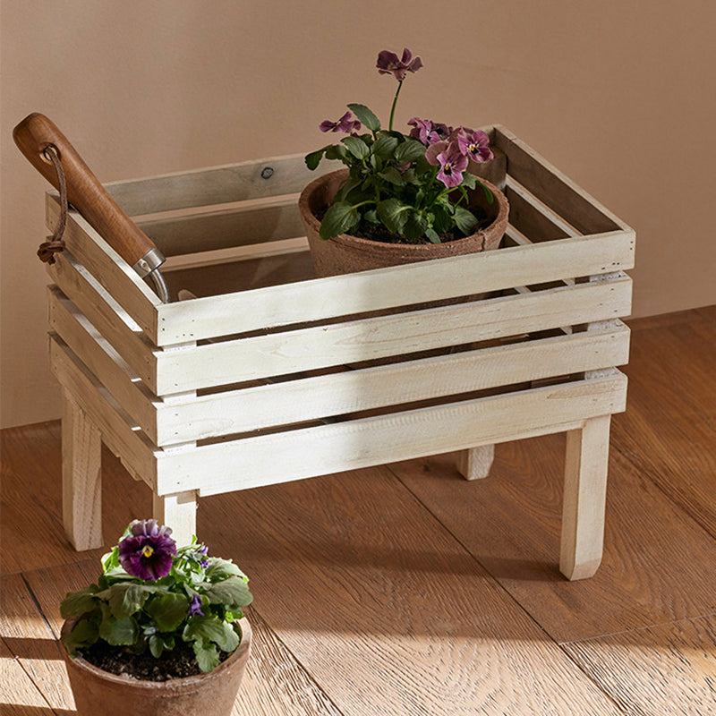 Traditional Rustic Pine Wood Rectangular Indoor Flower Storage Shelf 1/2/3-Tier For Balcony &amp; Living Room