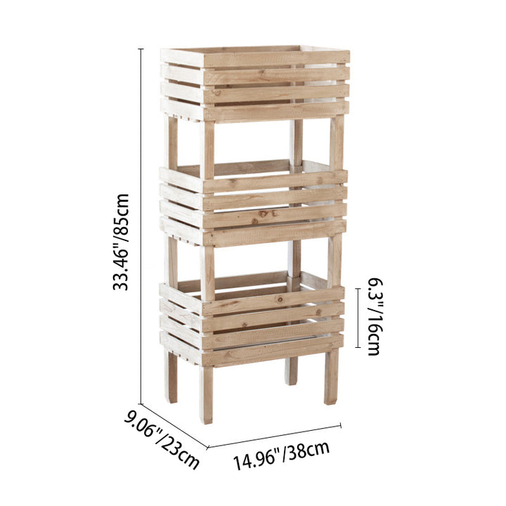 Traditional Rustic Pine Wood Rectangular Indoor Flower Storage Shelf 1/2/3-Tier For Balcony &amp; Living Room