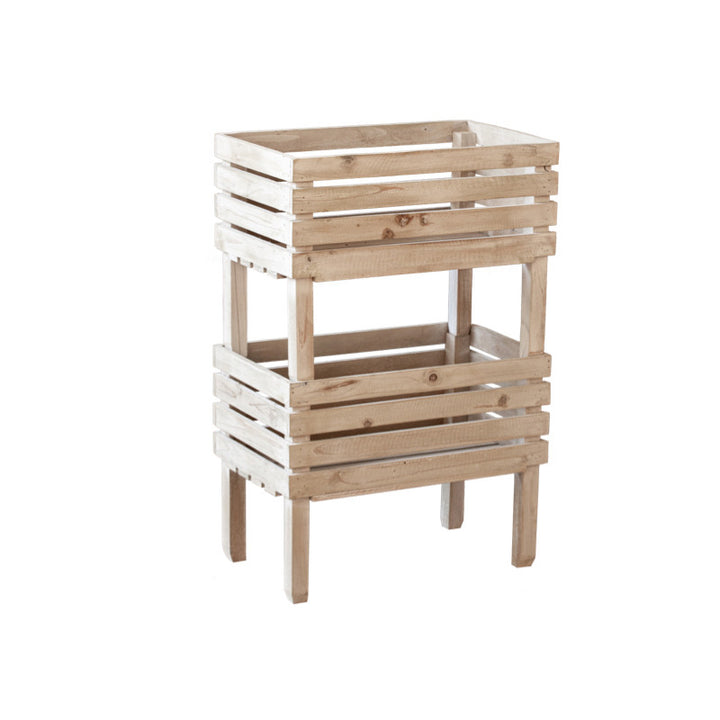Traditional Rustic Pine Wood Rectangular Indoor Flower Storage Shelf 1/2/3-Tier For Balcony &amp; Living Room