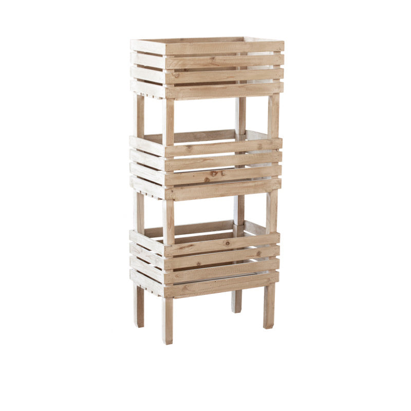 Traditional Rustic Pine Wood Rectangular Indoor Flower Storage Shelf 1/2/3-Tier For Balcony &amp; Living Room