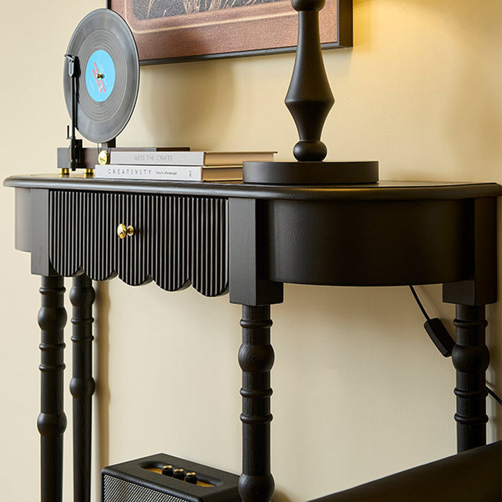 Traditional French Ash Wood Plywood Pine Wood Arc Console Table 1/2-Layer For Entryway &amp; Hallway