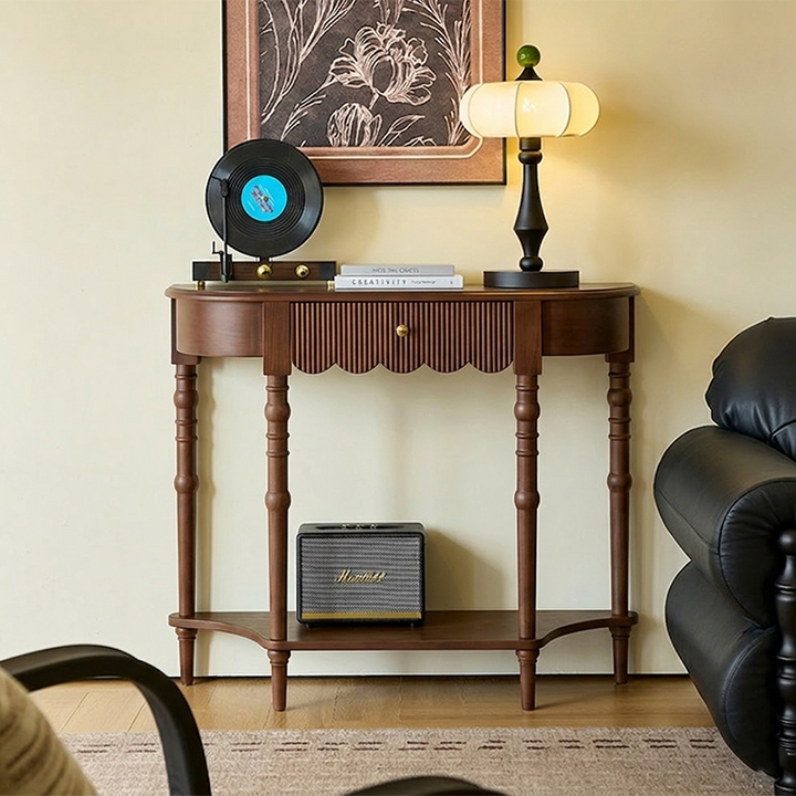 Traditional French Ash Wood Plywood Pine Wood Arc Console Table 1/2-Layer For Entryway &amp; Hallway