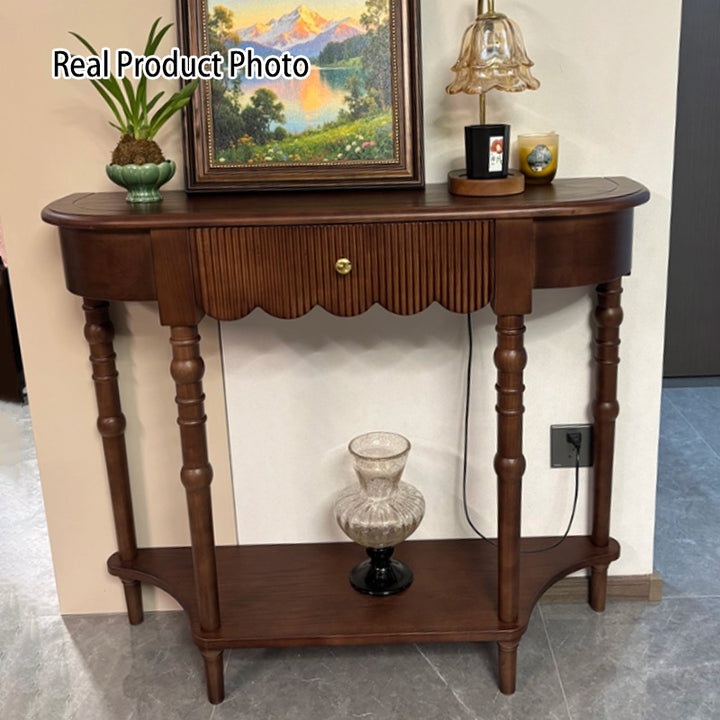Traditional French Ash Wood Plywood Pine Wood Arc Console Table 1/2-Layer For Entryway &amp; Hallway