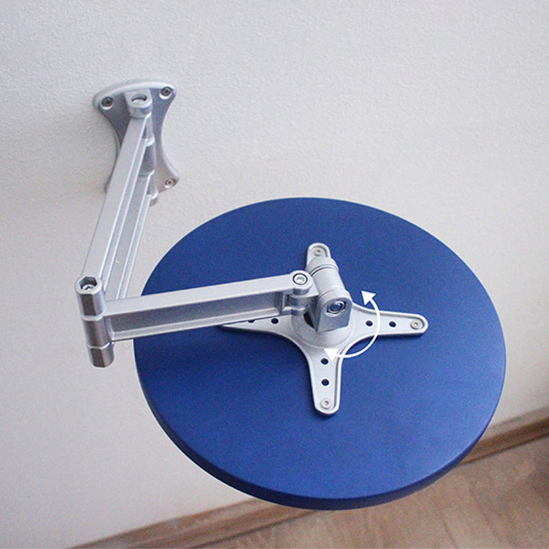 Mesa auxiliar redonda extensible y plegable contemporánea de estilo industrial, de aleación de aluminio y madera contrachapada, de 1 nivel, para sala de estar y dormitorio 