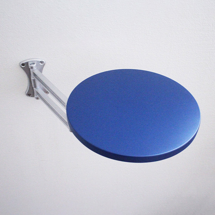 Mesa auxiliar redonda extensible y plegable contemporánea de estilo industrial, de aleación de aluminio y madera contrachapada, de 1 nivel, para sala de estar y dormitorio 